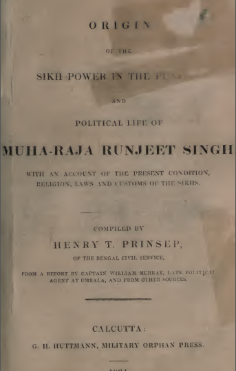 ORIGN OF SIKH POWER By Henry Thoby Prinsep